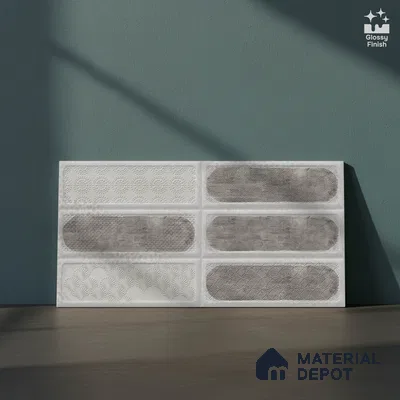 Faux Subway Wall Tile TL 06515 E  SR GL 8086 Highlighter 24 inch x 12 inch Ceramic Glossy Finish - 8 mm | Suitable for Accent / Feature Walls, Bathroom, Kitchen Wall & Backsplashes | Please Expect a Slight Variation of Pattern (Sample)