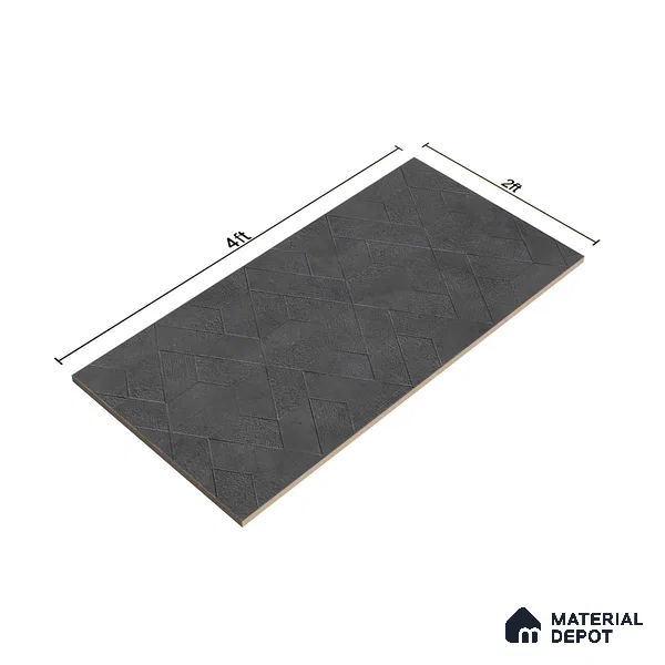 Highlighter Wall Tile TL 06643 C Castella Graphite Hexa 4 ft x 2 ft Vitrified Matte Finish - 9 mm | (Random 7) | Suitable for Living Room, Bedroom, Bathroom, Kitchen, Office, Elevation & Dining (Sample)