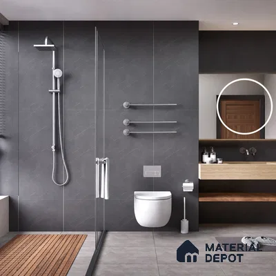 Highlighter Wall Tile TL 06643 C Castella Graphite Hexa 4 ft x 2 ft Vitrified Matte Finish - 9 mm | (Random 7) | Suitable for Living Room, Bedroom, Bathroom, Kitchen, Office, Elevation & Dining (Sample)