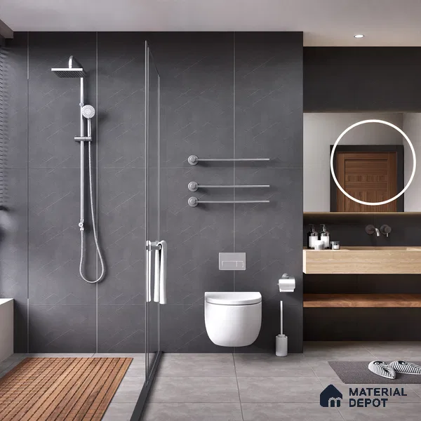 Highlighter Wall Tile TL 06643 C Castella Graphite Hexa 4 ft x 2 ft Vitrified Matte Finish - 9 mm | (Random 7) | Suitable for Living Room, Bedroom, Bathroom, Kitchen, Office, Elevation & Dining (Sample)