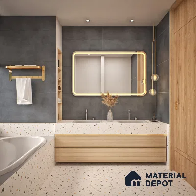 Cement Look Wall & Floor Tile TL 06643 D Castella Graphite 4 ft x 2 ft Vitrified Matte Finish - 9 mm | (Random 7) | Suitable for Living Room, Bedroom, Bathroom, Kitchen, Office, Elevation & Dining (Sample)