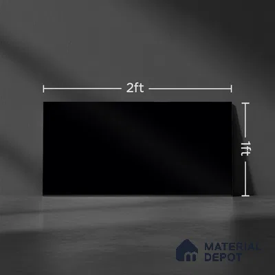 Plain Wall Tile TL 06472 B Midas Black 2 ft x 1 ft Ceramic Glossy Finish - 8 mm | Suitable for Living Room, Kitchen & Bathroom