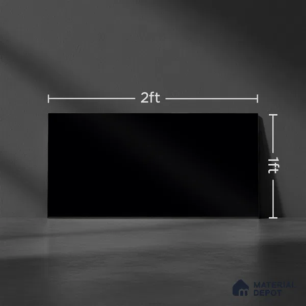 Plain Wall Tile TL 06472 B Midas Black 2 ft x 1 ft Ceramic Glossy Finish - 8 mm | Suitable for Living Room, Kitchen & Bathroom