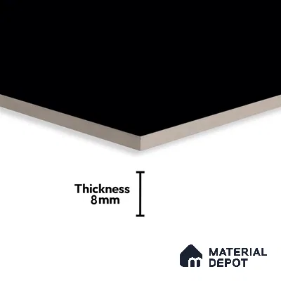 Plain Wall Tile TL 06472 B Midas Black 2 ft x 1 ft Ceramic Glossy Finish - 8 mm | Suitable for Living Room, Kitchen & Bathroom