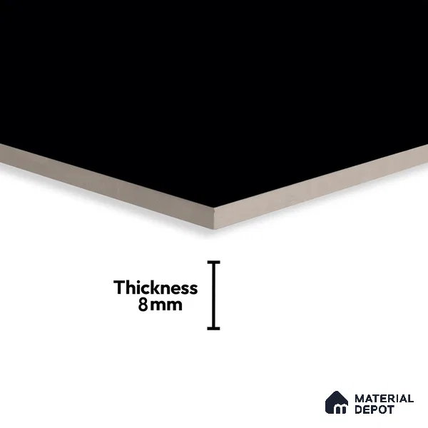 Plain Wall Tile TL 06472 B Midas Black 2 ft x 1 ft Ceramic Glossy Finish - 8 mm | Suitable for Living Room, Kitchen & Bathroom
