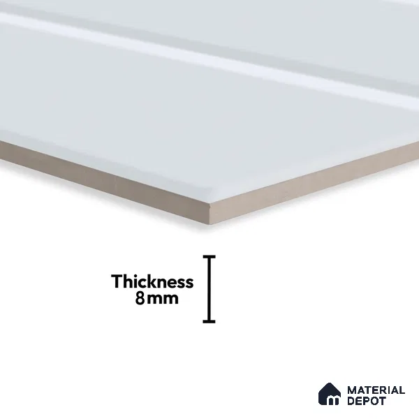 Plain Wall Tile TL 06472 Cloud White 2 ft x 1 ft Glossy Finish Ceramic Tile - 8 mm | Suitable For Kitchen & Bathroom