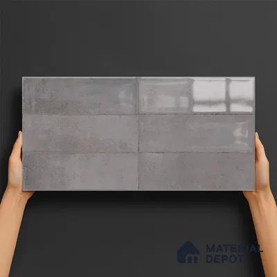 Highlighter Wall Tile TL 06551 B Rostock Grey 2 ft x 1 ft Ceramic Glossy Finish - 8 mm | Suitable for Living Room, Kitchen & Bathroom (Sample)