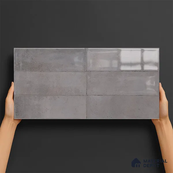 Highlighter Wall Tile TL 06551 B Rostock Grey 2 ft x 1 ft Ceramic Glossy Finish - 8 mm | Suitable for Living Room, Kitchen & Bathroom (Sample)