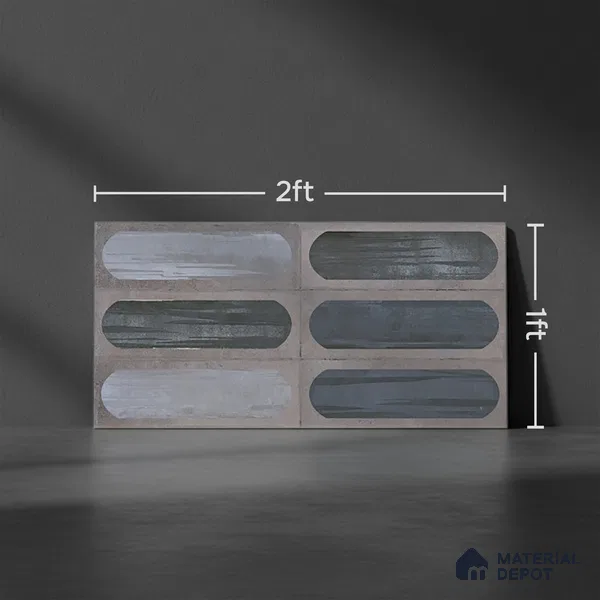 Highlighter Wall Tile TL 06551 G Rostock Grey HL 2 ft x 1 ft Ceramic Glossy Finish - 8 mm | Suitable for Living Room, Kitchen & Bathroom (Sample)