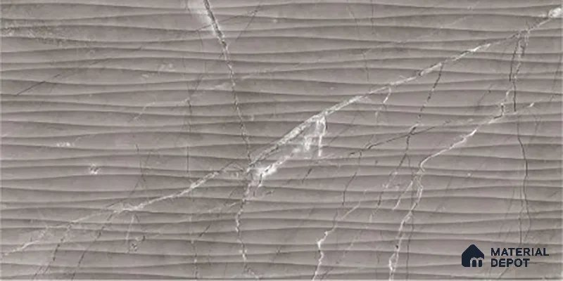 Highlighter Wall Tile TL 06557 C Etania Nero Waves 2 ft x 1 ft Ceramic Glossy Finish - 8 mm | Suitable for Kitchen Backsplash, Bathroom & Basin Accent