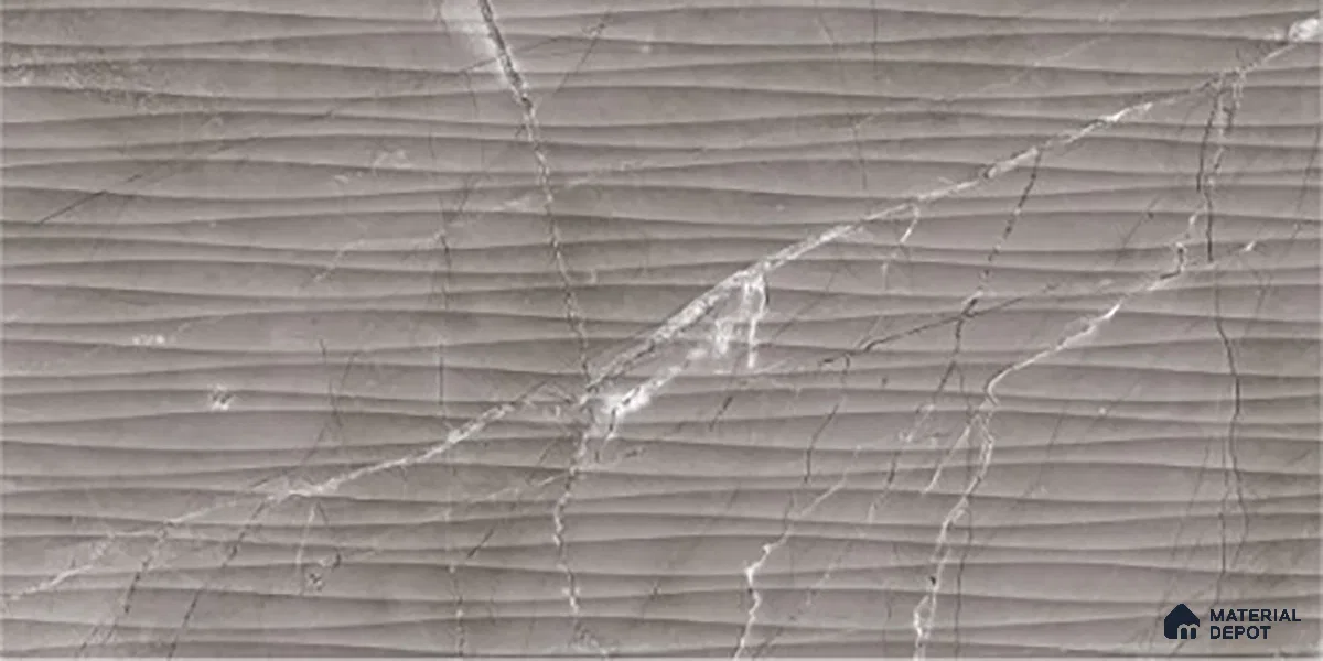 Highlighter Wall Tile TL 06557 C Etania Nero Waves 2 ft x 1 ft Ceramic Glossy Finish - 8 mm | Suitable for Kitchen Backsplash, Bathroom & Basin Accent