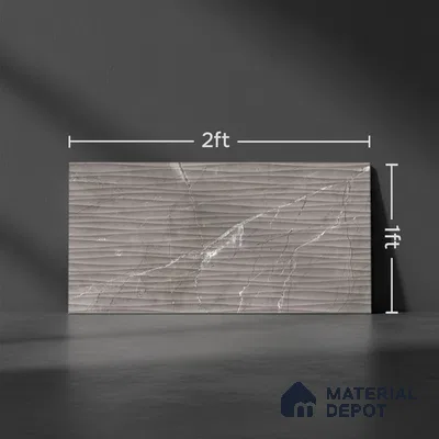 Highlighter Wall Tile TL 06557 C Etania Nero Waves 2 ft x 1 ft Ceramic Glossy Finish - 8 mm | Suitable for Kitchen Backsplash, Bathroom & Basin Accent