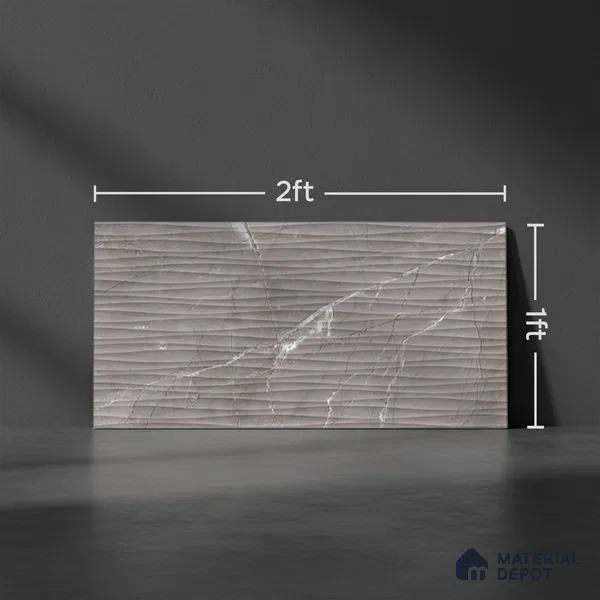 Highlighter Wall Tile TL 06557 C Etania Nero Waves 2 ft x 1 ft Ceramic Glossy Finish - 8 mm | Suitable for Kitchen Backsplash, Bathroom & Basin Accent