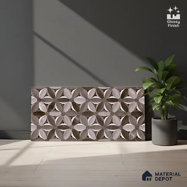 Highlighter Wall Tile TL 06557 Etania Nero HL 2 ft x 1 ft Ceramic Glossy Finish - 8 mm | Suitable for Living Room, Kitchen & Bathroom (Sample)