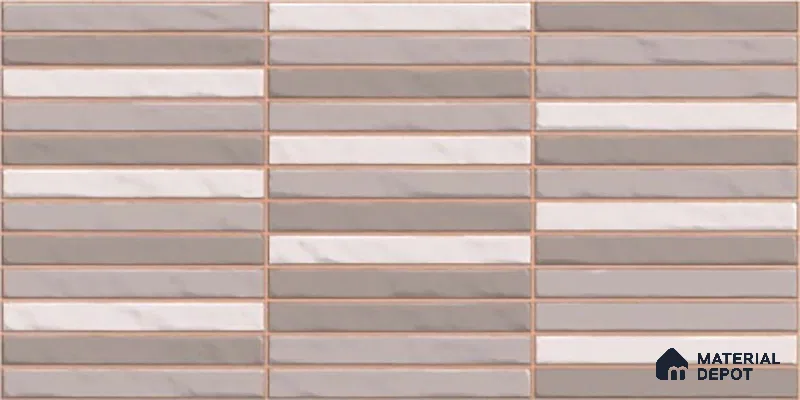 Faux Subway Wall Tile TL 06523 C NG Zuliya Grey HL 2 ft x 1 ft Ceramic Matte Finish - 8 mm | Suitable For Kitchen, Bathroom, Dining Area