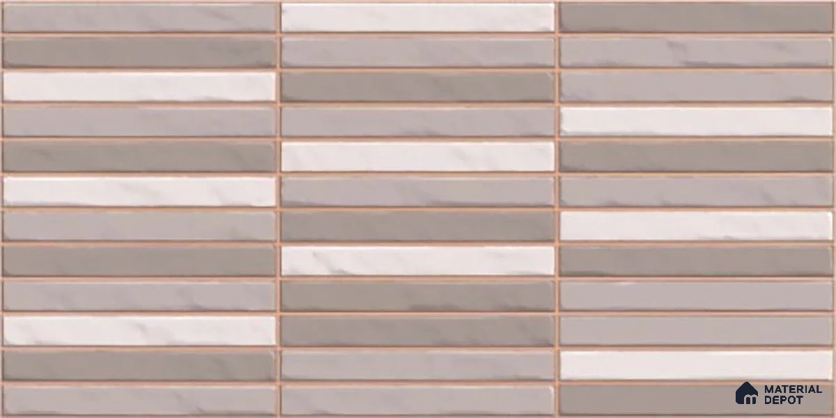 Faux Subway Wall Tile TL 06523 C NG Zuliya Grey HL 2 ft x 1 ft Ceramic Matte Finish - 8 mm | Suitable For Kitchen, Bathroom, Dining Area