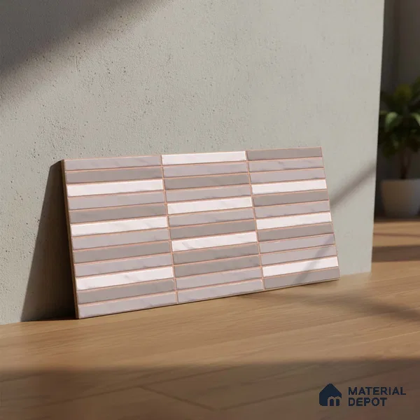 Faux Subway Wall Tile TL 06523 C NG Zuliya Grey HL 2 ft x 1 ft Ceramic Matte Finish - 8 mm | Suitable For Kitchen, Bathroom, Dining Area