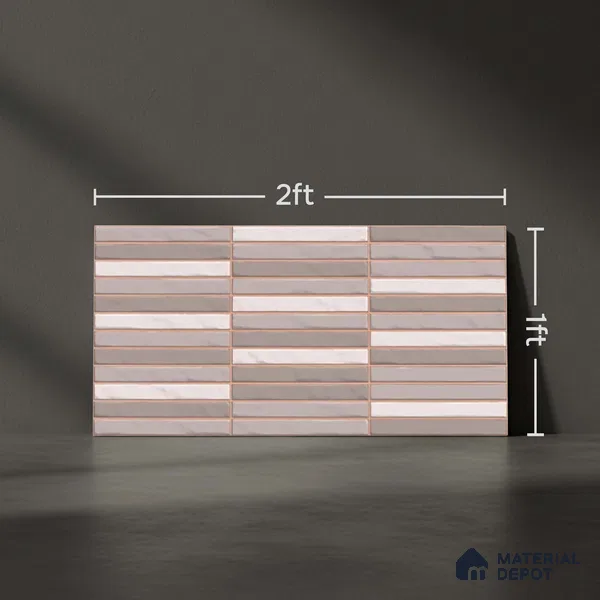 Faux Subway Wall Tile TL 06523 C NG Zuliya Grey HL 2 ft x 1 ft Ceramic Matte Finish - 8 mm | Suitable For Kitchen, Bathroom, Dining Area