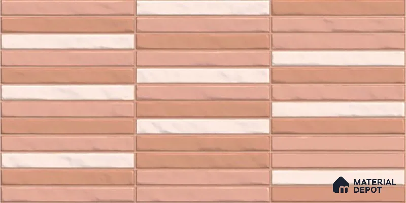 Faux Subway Wall Tile TL 06523 D NG Zuliya Pink HL 2 ft x 1 ft Ceramic Matte Finish - 8 mm | Suitable For Kitchen, Bathroom, Dining Area