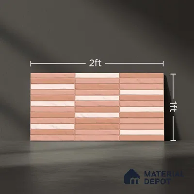 Faux Subway Wall Tile TL 06523 D NG Zuliya Pink HL 2 ft x 1 ft Ceramic Matte Finish - 8 mm | Suitable For Kitchen, Bathroom, Dining Area
