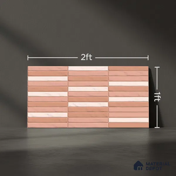 Faux Subway Wall Tile TL 06523 D NG Zuliya Pink HL 2 ft x 1 ft Ceramic Matte Finish - 8 mm | Suitable For Kitchen, Bathroom, Dining Area