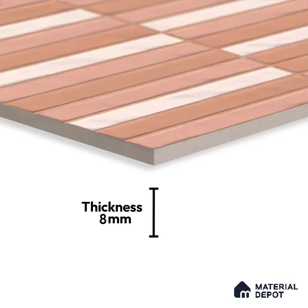 Faux Subway Wall Tile TL 06523 D NG Zuliya Pink HL 2 ft x 1 ft Ceramic Matte Finish - 8 mm | Suitable For Kitchen, Bathroom, Dining Area