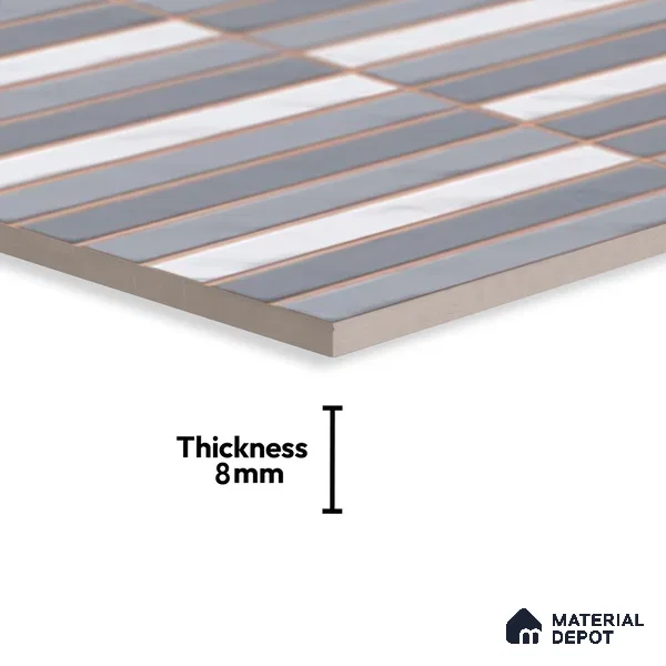 Highlighter Wall Tile TL 06523 NG Zuliya Turkish Blue HL 2 ft x 1 ft Ceramic Matte Finish - 8 mm | Suitable for Living Room, Kitchen & Bathroom
