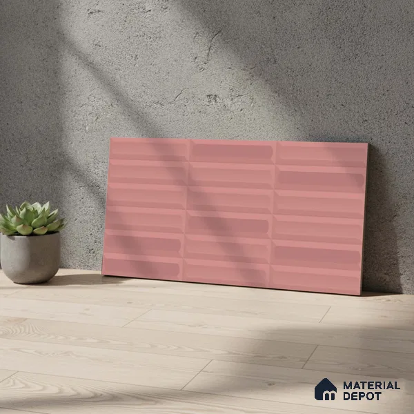 Faux Subway Wall Tile TL 06521 D Senso Pink 2 ft x 1 ft Ceramic Matte Finish - 8 mm | Suitable For Kitchen Backsplash, Bathroom & Basin Accent
