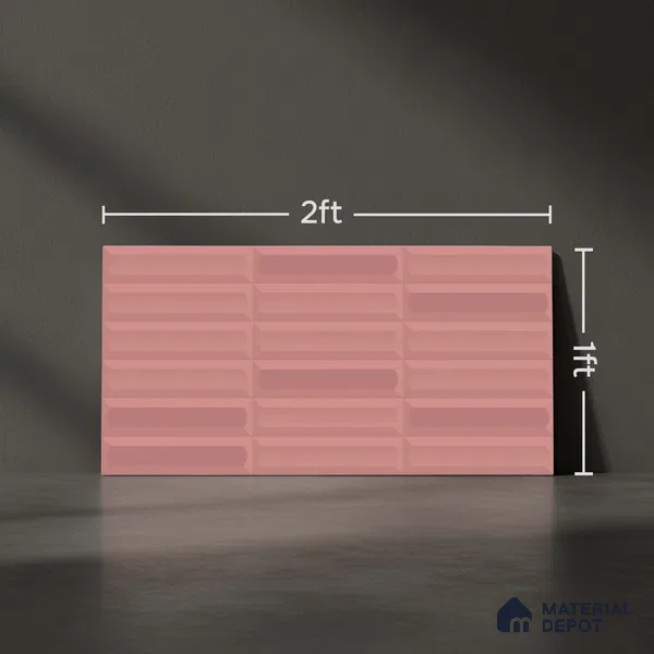 Faux Subway Wall Tile TL 06521 D Senso Pink 2 ft x 1 ft Ceramic Matte Finish - 8 mm | Suitable For Kitchen Backsplash, Bathroom & Basin Accent