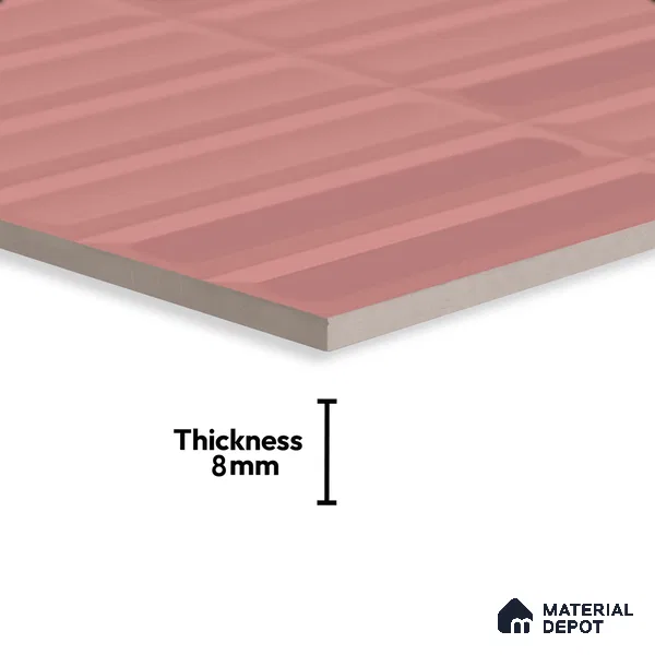 Faux Subway Wall Tile TL 06521 D Senso Pink 2 ft x 1 ft Ceramic Matte Finish - 8 mm | Suitable For Kitchen Backsplash, Bathroom & Basin Accent