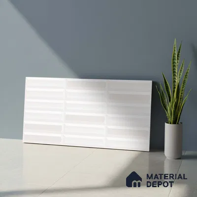 Faux Subway Highlighter Wall Tile TL 06521 F NG Senso White HL 2 ft x 1 ft Ceramic Matte Finish - 8 mm | Suitable for Living Room, Kitchen & Bathroom