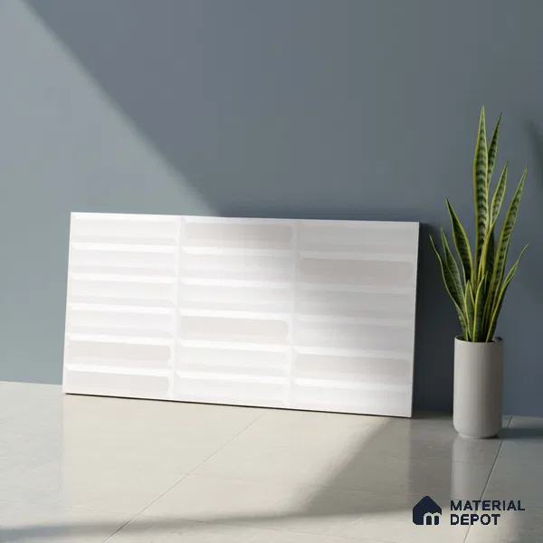 Faux Subway Highlighter Wall Tile TL 06521 F NG Senso White HL 2 ft x 1 ft Ceramic Matte Finish - 8 mm | Suitable for Living Room, Kitchen & Bathroom