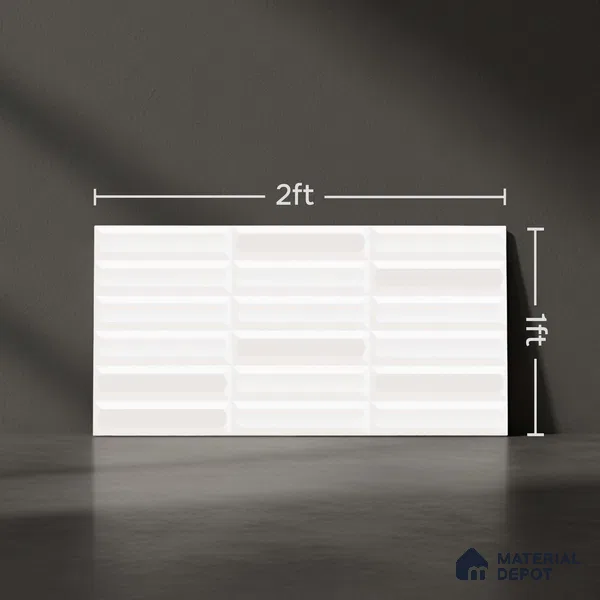 Faux Subway Highlighter Wall Tile TL 06521 F NG Senso White HL 2 ft x 1 ft Ceramic Matte Finish - 8 mm | Suitable for Living Room, Kitchen & Bathroom