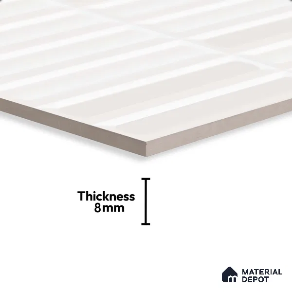 Faux Subway Highlighter Wall Tile TL 06521 F NG Senso White HL 2 ft x 1 ft Ceramic Matte Finish - 8 mm | Suitable for Living Room, Kitchen & Bathroom