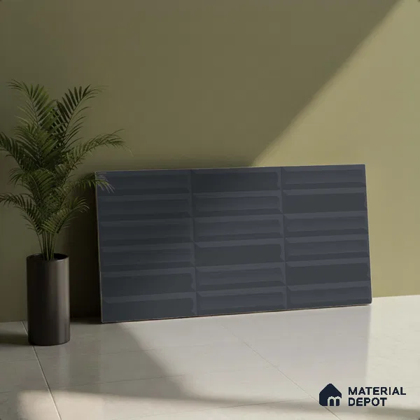 Faux Subway Wall Tile TL 06521 G Senso Black 2 ft x 1 ft Ceramic Matte Finish - 8 mm | Suitable For Kitchen Backsplash, Bathroom & Basin Accent