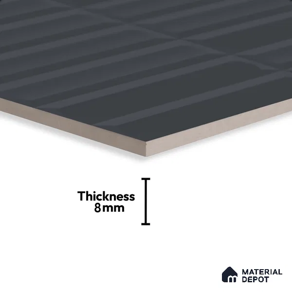 Faux Subway Wall Tile TL 06521 G Senso Black 2 ft x 1 ft Ceramic Matte Finish - 8 mm | Suitable For Kitchen Backsplash, Bathroom & Basin Accent
