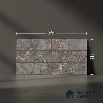 Highlighter Wall Tile TL 06535 NG Craft Grey HL 2 ft x 1 ft Ceramic Matte Finish - 8 mm | Suitable for Living Room, Kitchen & Bathroom (Sample)