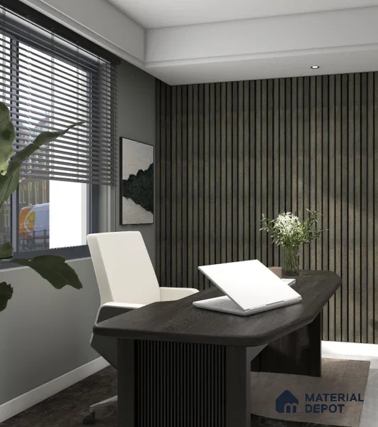 Slate Grey Leather Louver PN 02712 E 8 ft x 4.7 inch Charcoal Panel - 12 mm | Suitable for Feature Wall, TV Unit & Living Room | Width is Subjected to 5% Variation