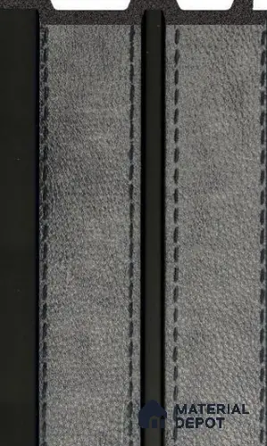 Grey Stitched Leather Louver PN 02711 K 9.5 ft x 4.8 inch Charcoal Panel - 12 mm | Suitable for Feature Wall, TV Unit & Living Room | Width is Subjected to 5% Variation