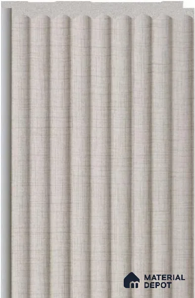 Linen Beige Fabric Louver PN 02714 E 8 ft x 5 inch Charcoal Panel - 12 mm | Suitable for Feature Wall, TV Unit & Living Room | Width is Subjected to 5% Variation