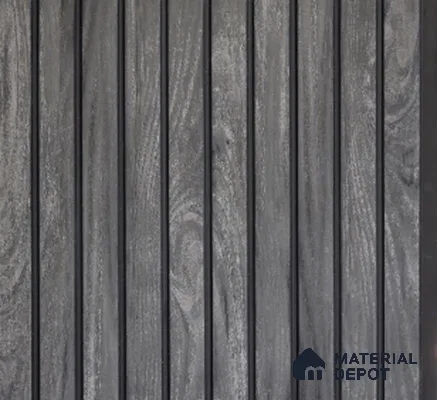Gray Wood Marble Louver PN 02727 Q 9.5 ft x 12 inch Charcoal Panel - 8 mm | Suitable for Feature Wall, TV Unit & Living Room | Width is Subjected to 5% Variation