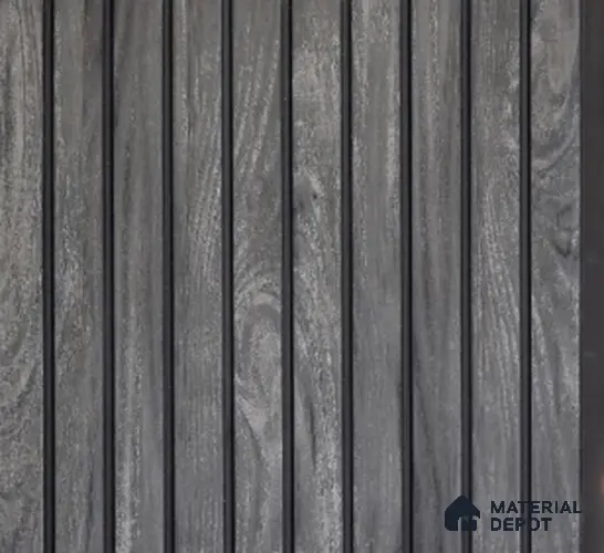 Gray Wood Marble Louver PN 02727 G 8 ft x 12 inch Charcoal Panel - 8 mm | Suitable for Feature Wall, TV Unit & Living Room | Width is Subjected to 5% Variation