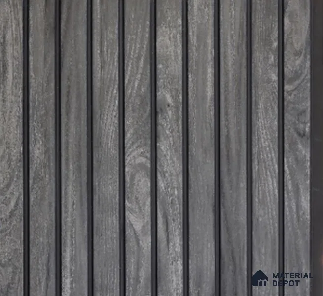 Gray Wood Marble Louver PN 02727 Q 9.5 ft x 12 inch Charcoal Panel - 8 mm | Suitable for Feature Wall, TV Unit & Living Room | Width is Subjected to 5% Variation