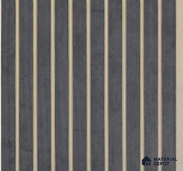 Deep Grey Patterned Louver PN 02727 T 9.5 ft x 12 inch Charcoal Panel - 8 mm | Suitable for Feature Wall, TV Unit & Living Room | Width is Subjected to 5% Variation