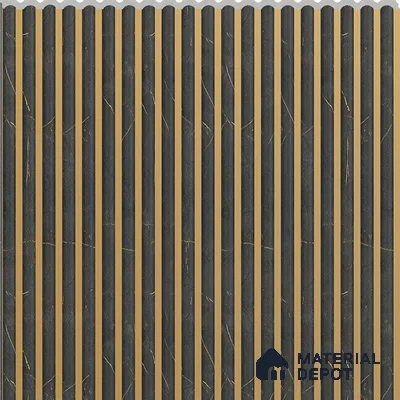 Onyx Gold Patterned Louver PN 02732 F 8 ft x 12 inch Charcoal Panel - 7 mm | Suitable for Feature Wall, TV Unit & Living Room | Width is Subjected to 5% Variation