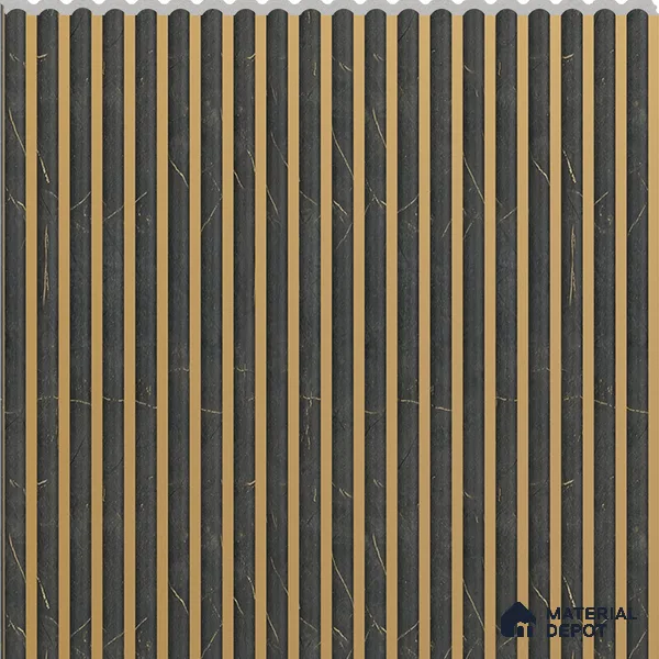 Onyx Gold Patterned Louver PN 02732 F 8 ft x 12 inch Charcoal Panel - 7 mm | Suitable for Feature Wall, TV Unit & Living Room | Width is Subjected to 5% Variation
