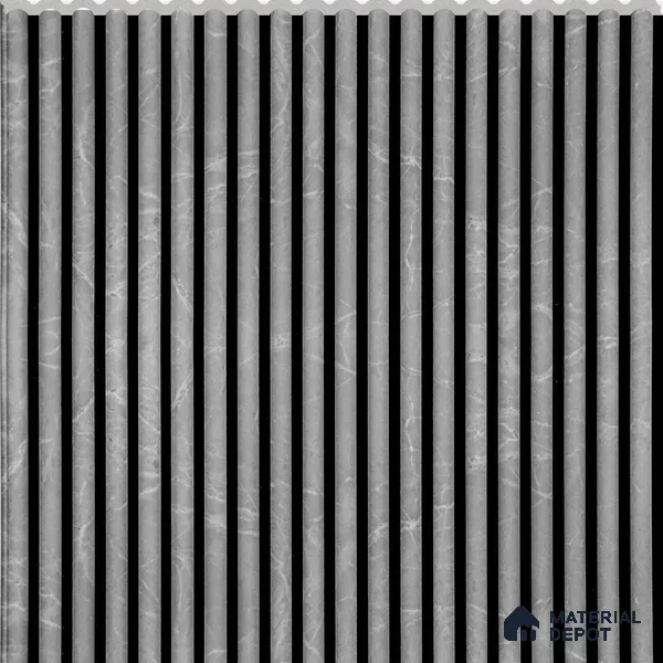 Marble Charcoal Marble Louver PN 02732 L 9.5 ft x 12 inch Charcoal Panel - 7 mm | Suitable for Feature Wall, TV Unit & Living Room | Width is Subjected to 5% Variation
