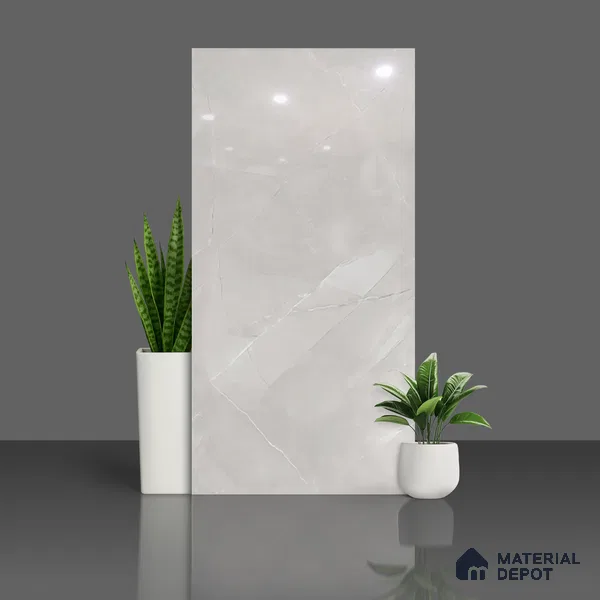Floor & Wall Tile TL 09360 | Levent Grey 4 ft x 2 ft  Finish Vitrified Tile - 9 mm | 4 Random Design | Suitable for Living Room, Bedroom, Bathroom & Kitchen