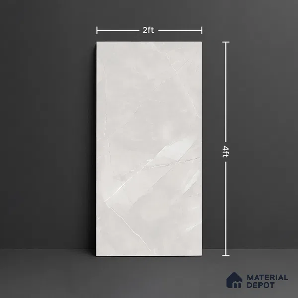 Floor & Wall Tile TL 09360 | Levent Grey 4 ft x 2 ft  Finish Vitrified Tile - 9 mm | 4 Random Design | Suitable for Living Room, Bedroom, Bathroom & Kitchen