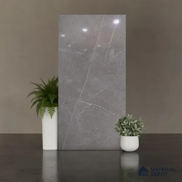 Floor & Wall Tile TL 09356 | Alpine Gris 4 ft x 2 ft  Finish Vitrified Tile - 9 mm | 4 Random Design | Suitable for Living Room, Bedroom, Bathroom & Kitchen